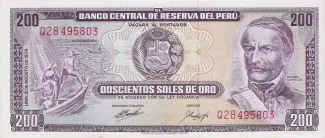 Peru 200 Soles de Oro, 1969-1974 obverse