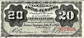 Peru 20 Centavos, 1875 obverse