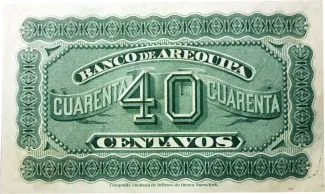 Peru 40 Centavos, 1874 reverse