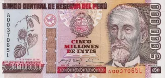 Peru 5.000.000 Intis, 1991 obverse