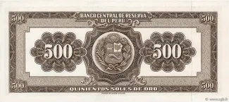 Peru 500 Soles de Oro, 1962-1968 reverse