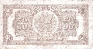 Peru 50 Centavos Oro, 1935 reverse