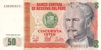 Peru 50 Intis, 1985-1987 obverse