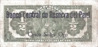 Peru 5 Soles de Oro, 1935 reverse