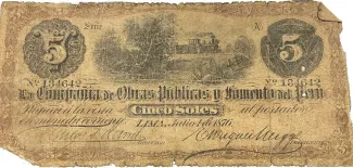 Peru 5 Soles, 1876 obverse