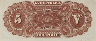 Peru 5 Soles, 1879 reverse