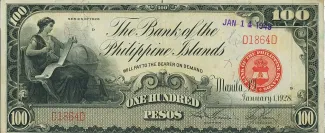 Philippine notgeld 100 Pesos, 1928 obverse