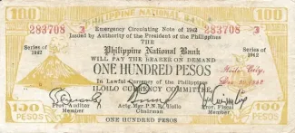 Philippine notgeld 100 Pesos, 1942 obverse