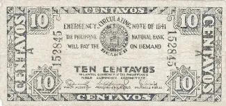 Philippine notgeld 10 Centavos, 1941 obverse