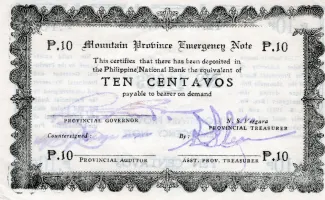 Philippine notgeld 10 Centavos, 1942 obverse