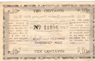Philippine notgeld 10 Centavos, 1942 reverse