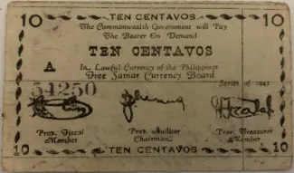 Philippine notgeld 10 Centavos, 1943 obverse
