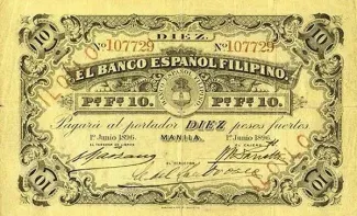 Philippine notgeld 10 Pesos Fuertes, 1896 obverse
