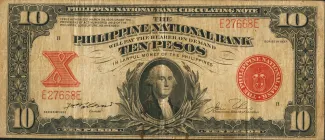 Philippine notgeld 10 Pesos, 1937 obverse