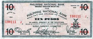 Philippine notgeld 10 Pesos, 1941 obverse