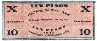 Philippine notgeld 10 Pesos, 1941 reverse