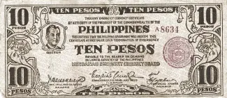 Philippine notgeld 10 Pesos, 1942 obverse