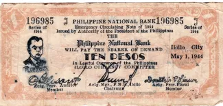 Philippine notgeld 10 Pesos, 1942-1944 obverse
