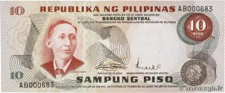 Philippine notgeld 10 Piso, 1972 obverse