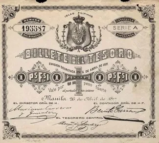 Philippine notgeld 1 Peso, 1877 obverse