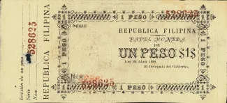 Philippine notgeld 1 Peso, 1899 obverse