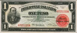 Philippine notgeld 1 Peso, 1918 obverse