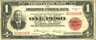 Philippine notgeld 1 Peso, 1921 obverse