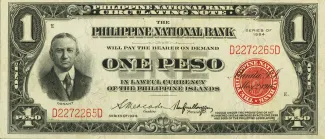 Philippine notgeld 1 Peso, 1924 obverse