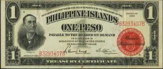 Philippine notgeld 1 Peso, 1924 obverse