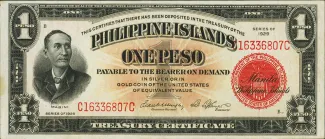 Philippine notgeld 1 Peso, 1929 obverse