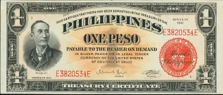 Philippine notgeld 1 Peso, 1936-1941 obverse