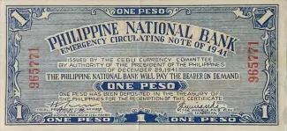 Philippine notgeld 1 Pesos, 1941 obverse