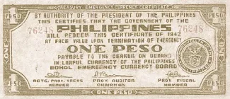 Philippine notgeld 1 Pesos, 1942 obverse