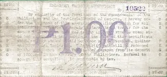 Philippine notgeld 1 Pesos, 1942 reverse