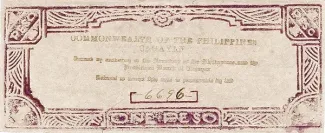 Philippine notgeld 1 Pesos, 1942 reverse