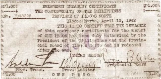 Philippine notgeld 1 Pesos, 1942 obverse