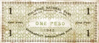 Philippine notgeld 1 Pesos, 1942 reverse