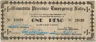 Philippine notgeld 1 Pesos, 1942 obverse