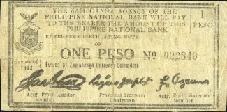 Philippine notgeld 1 Pesos, 1942 obverse
