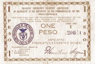 Philippine notgeld 1 Pesos, 1943 obverse