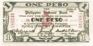 Philippine notgeld 1 Pesos, 1944 obverse