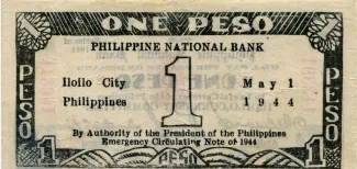 Philippine notgeld 1 Pesos, 1944 reverse