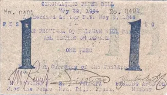 Philippine notgeld 1 Pesos, 1944 obverse