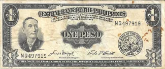Philippine notgeld 1 Peso, 1951-1970 obverse