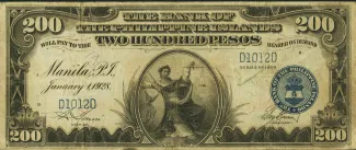Philippine notgeld 200 Pesos, 1912-1928 obverse