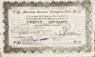 Philippine notgeld 20 Centavos, 1942 obverse