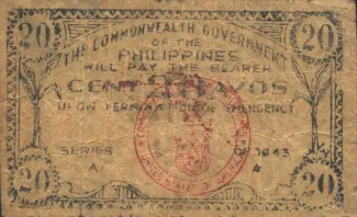 Philippine notgeld 20 Centavos, 1943 reverse