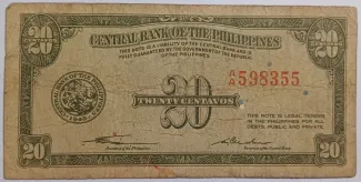 Philippine notgeld 20 Centavos, 1951 obverse