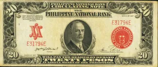 Philippine notgeld 20 Peso, 1937 obverse
