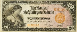 Philippine notgeld 20 Pesos, 1912-1920 obverse